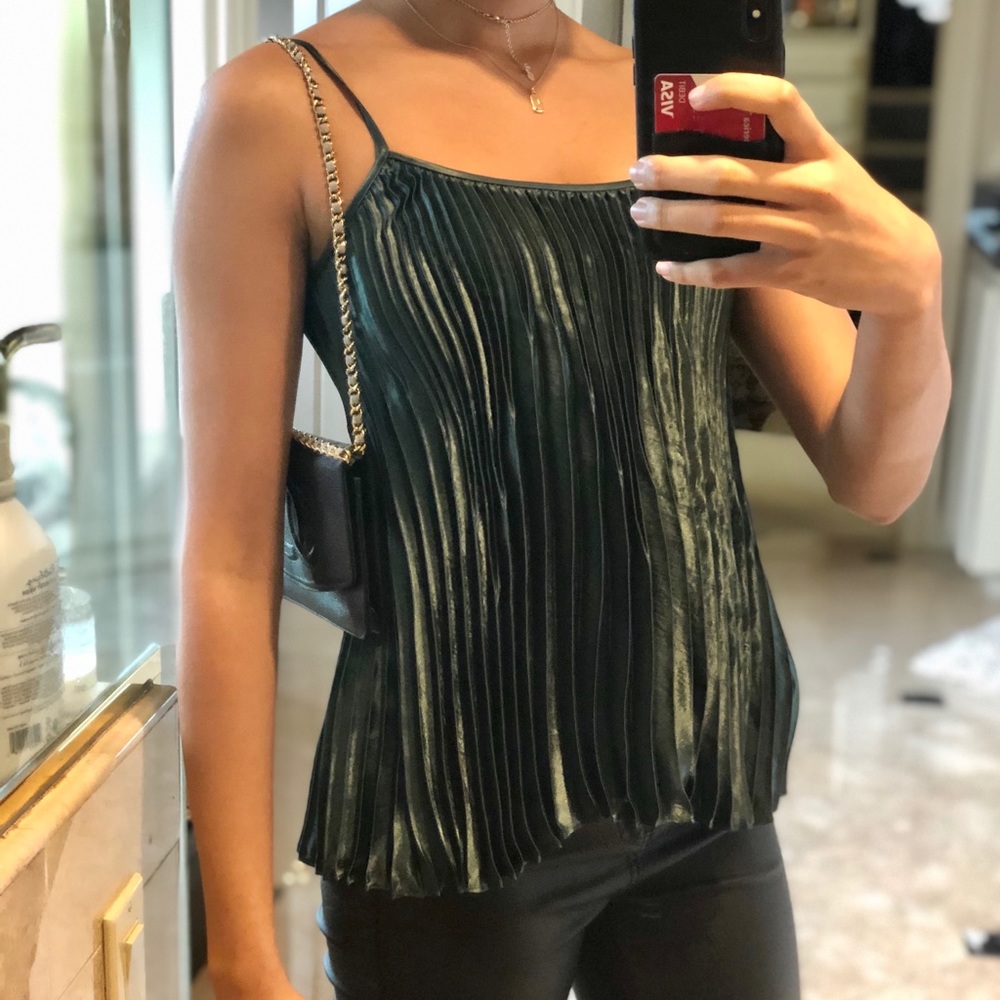 Vince Metallic Emerald Green Tank